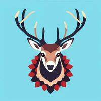 AI generated Stag Antler Deer Animal Logo Icon Sticker Decoration Clip Art Simple Background photo