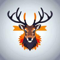 AI generated Stag Antler Deer Animal Logo Icon Sticker Decoration Clip Art Simple Background photo