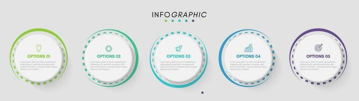 negocio infografía diseño modelo con íconos y 5 5 pasos. vector