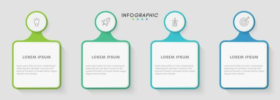 Business infographic design template and 4 icons and options or steps. Can be used for presentation, banner or info graph. vector