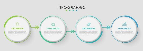 Vector infographic design template with 4 icons and options or steps.