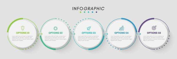 Vector infographic design template with 5 icons and options or steps.