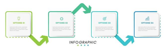 vector diseño infográfico modelo con iconos, flecha, y 4 4 opciones o pasos.