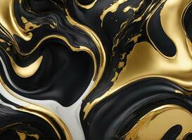 AI generated Abstract background with gold black marble, watercolor model photo
