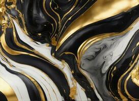 AI generated Abstract background with gold black marble, watercolor model photo