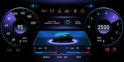 EV Car panel, Electric vehicle car dashboard design element elegant and simple style for alternative sustainable clean power and futuristic transport concept. vector