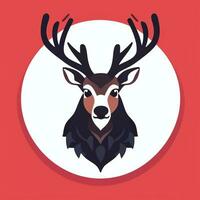 AI generated Stag Antler Deer Animal Logo Icon Sticker Decoration Clip Art Simple Background photo