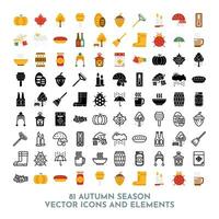 81 Vector Autumn Season Elements and Icons Pack