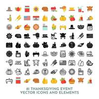 81 Vector Thanksgiving Event Elements and Icons Pack