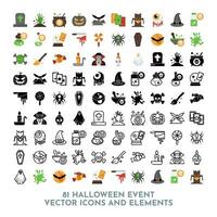 81 Vector Halloween Event Elements and Icons Pack