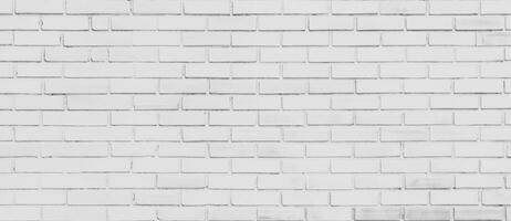 panorama of white brick wall background and texture photo