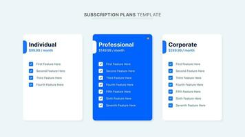 Plan Offer Price Package Subscription Comparison Table Chart Infographic Design Template vector