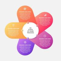 Modern Process Cycle Round Infographics Design Template with 5 Stages vector