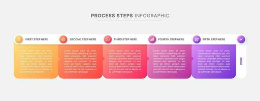 5 5 pasos proceso flujo de trabajo negocio infografía moderno diseño modelo vector