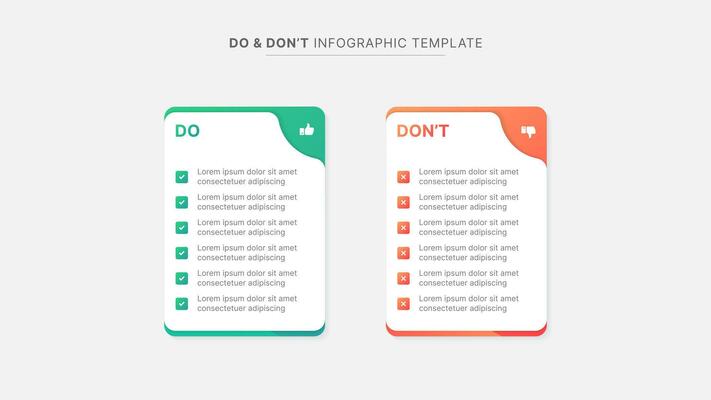 Dos and Don'ts, Pros and Cons, VS, Versus Comparison Infographic Design Template