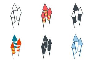 fuegos artificiales icono colección con diferente estilos. Fuegos artificiales icono símbolo vector ilustración aislado en blanco antecedentes