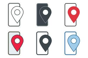 gps phone icon collection with different styles. Map GPS navigation icon symbol vector illustration isolated on white background