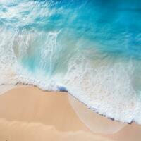 AI generated top view of ocean wave and beautiful beach,peaceful background,holiday background photo