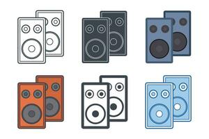 sound system speaker icon collection with different styles. acoustic audio icon symbol vector illustration isolated on white background