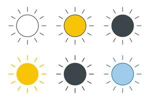 Sun icon collection with different styles. Brightness Intensity Setting icon symbol vector illustration isolated on white background