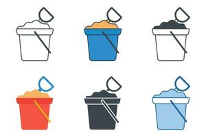 Bucket and Spade icon collection with different styles. Sand bucket icon symbol vector illustration isolated on white background