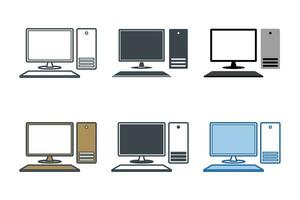 Desktop Computer Digital device icon collection with different styles. Desktop Computer icon symbol vector illustration isolated on white background