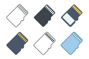 Memory Card icon collection with different styles. Micro SD icon symbol vector illustration isolated on white background