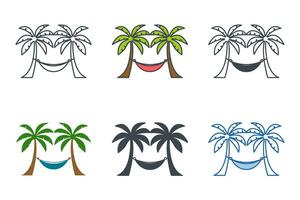 hamaca icono colección con diferente estilos. hamaca Entre palma arboles icono símbolo vector ilustración aislado en blanco antecedentes