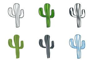 Cactus icon collection with different styles. Mexican cactus icon symbol vector illustration isolated on white background