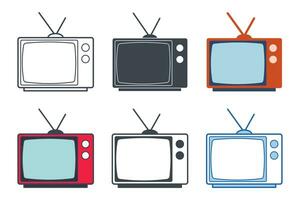televisión icono colección con diferente estilos. televisión icono símbolo vector ilustración aislado en blanco antecedentes