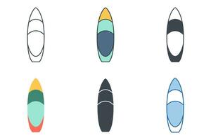 Swimwear icon collection with different styles. Surfboard surfing icon symbol vector illustration isolated on white background