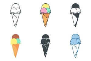 Ice Cream Cone icon collection with different styles. summer ice cream cone icon symbol vector illustration isolated on white background