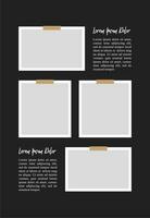 Pictures or photos frame collage. comics page grid layout abstract photo frames and digital photo wall template vector