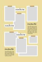 Pictures or photos frame collage. comics page grid layout abstract photo frames and digital photo wall template vector