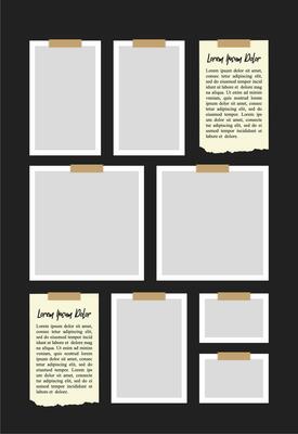 Pictures or photos frame collage. comics page grid layout abstract photo frames and digital photo wall template