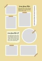 Pictures or photos frame collage. comics page grid layout abstract photo frames and digital photo wall template vector