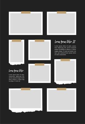 Pictures or photos frame collage. comics page grid layout abstract photo frames and digital photo wall template
