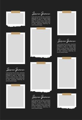 Pictures or photos frame collage. comics page grid layout abstract photo frames and digital photo wall template