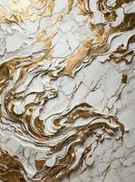 AI generated Abstract background with white gold realistic marble texture photo