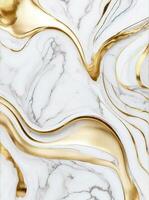 AI generated Abstract background with white gold realistic marble texture photo