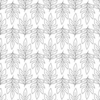 Minimalist abstract seamless pattern with leaves. Line art hand-drawn botanical foliage. Summer and spring meadow. Doodles. Coloring book. Background, wrapping paper, digital paper. vector