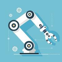 mechanical hand or Robotic arm,Industrial Ai robot manipulators,Application of artificial intelligence in controlling production lines,flat vector illustration.