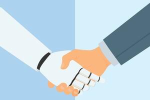 robot handshake with human,concept symbol of the cooperation of AI artificial intelligence ,Technology and innovation development,Ai Vector illustration.