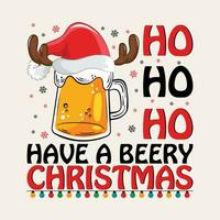 CHRISTMAS SET HO HO HO HAVE A BEERY CHRISTMAS vector