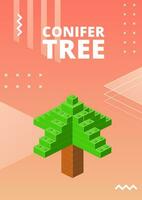 Coniferous tree poster for print and design. Vector illustration.