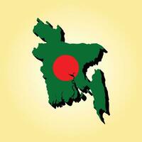 3d Map of Bangladesh with national flag vector