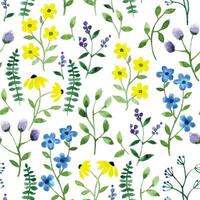 seamless pattern of simple wildflowers. watercolor print of flowers. vector