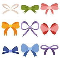 Elegant Hand Drawn Flat Bows Collection. Versatile Bowknots for Stylish Decorations. Set of Variety Bowties vector