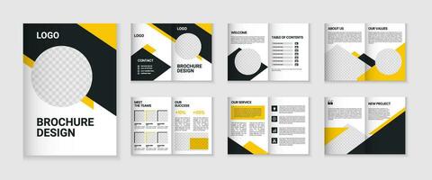 12 page corporate brochure profile design, business brochure layout, a4 size multipage flyer design, company profile and annual report template design vector