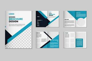 8 page a4 size brochure template design, corporate business flyer brochure, modern bi fold magazine brochure, annual report template design vector